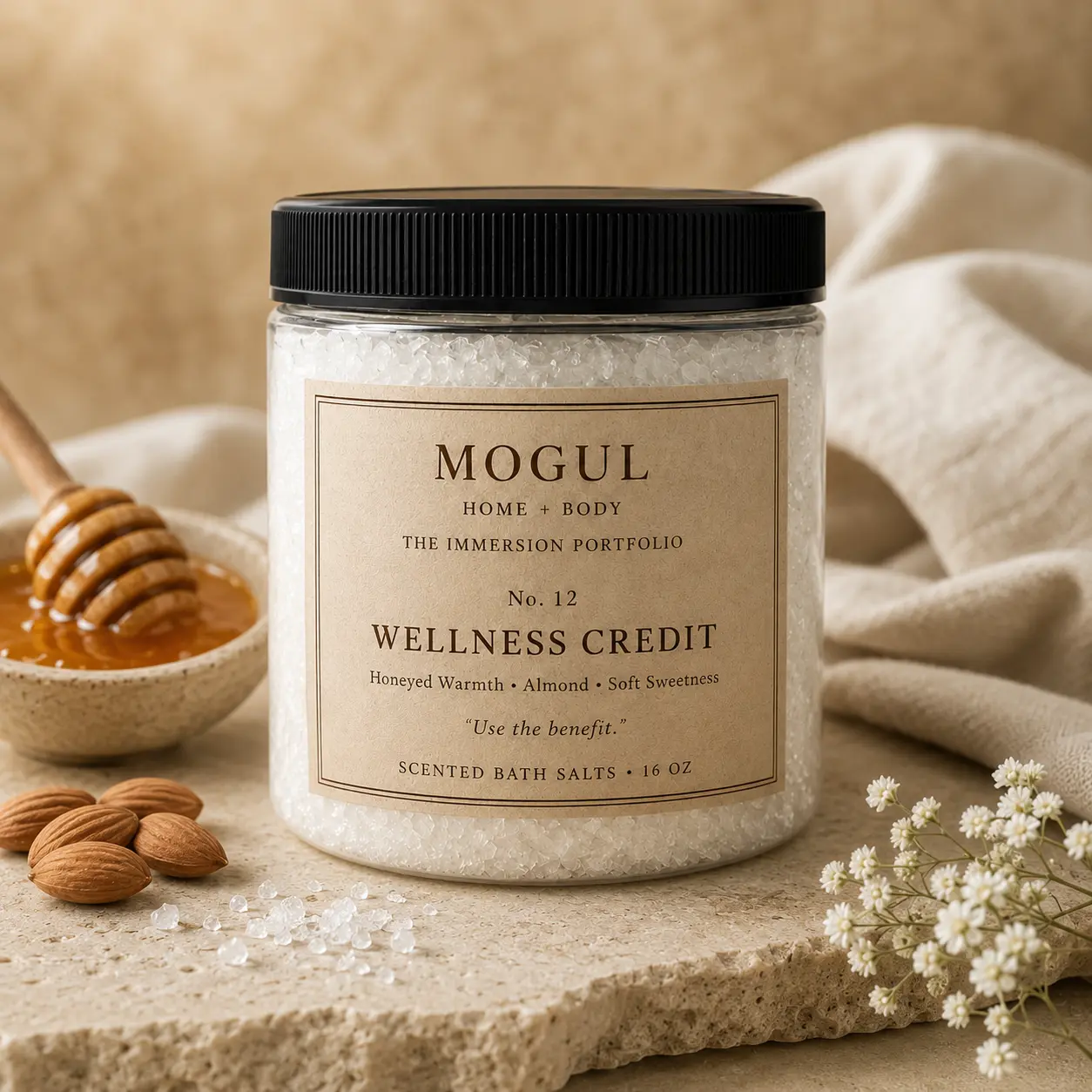 Wellness Credit scented bath salts by Mogul Home + Body
