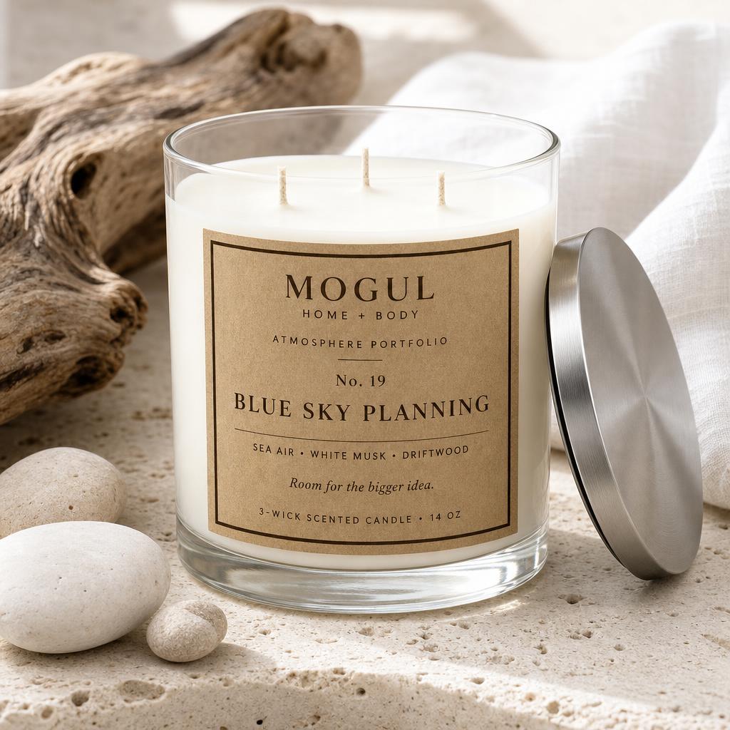 Blue Sky Planning three-wick candle by Mogul Home + Body