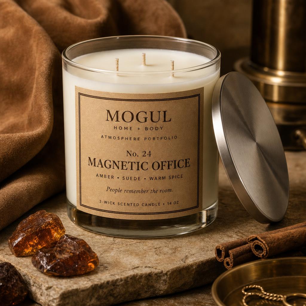 Magnetic Office three-wick candle by Mogul Home + Body