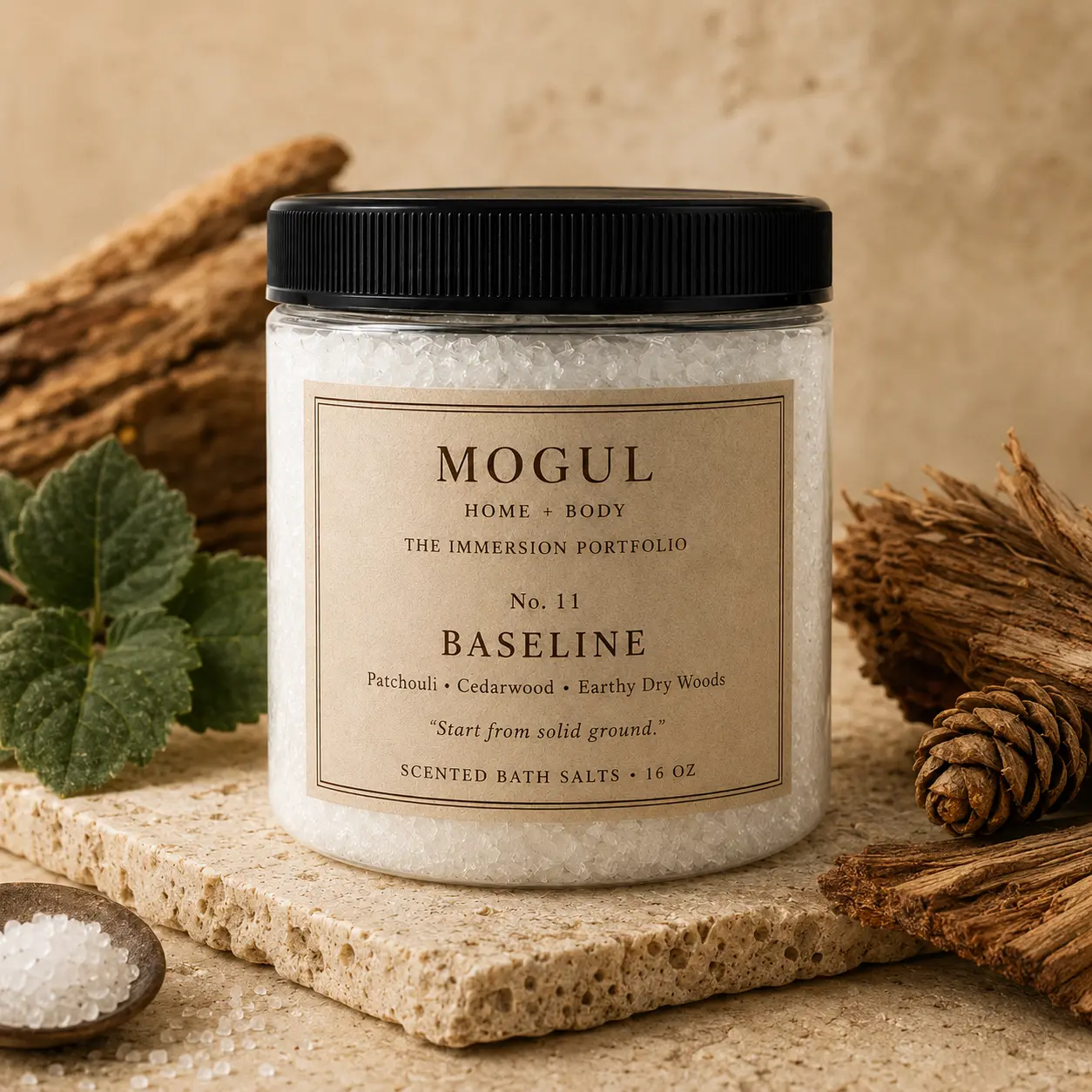 Baseline scented bath salts by Mogul Home + Body