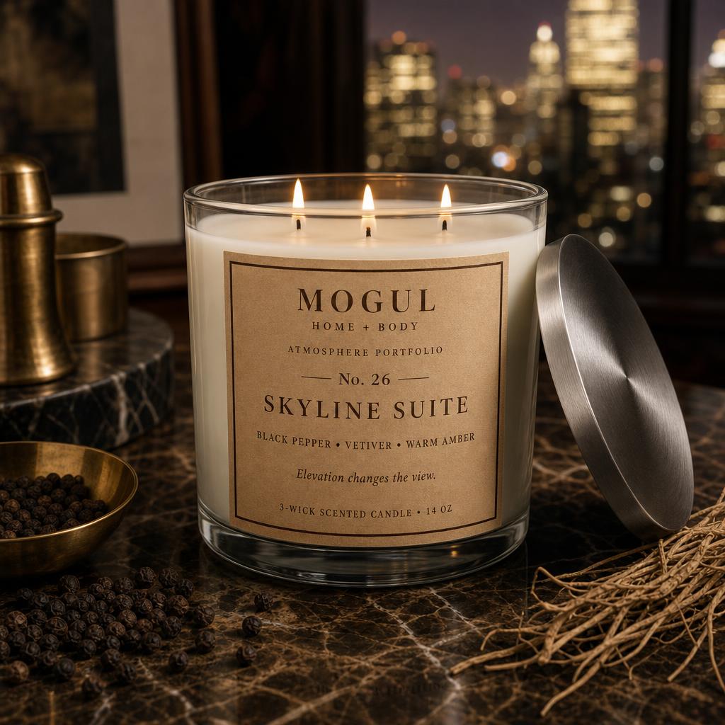Skyline Suite three-wick candle by Mogul Home + Body