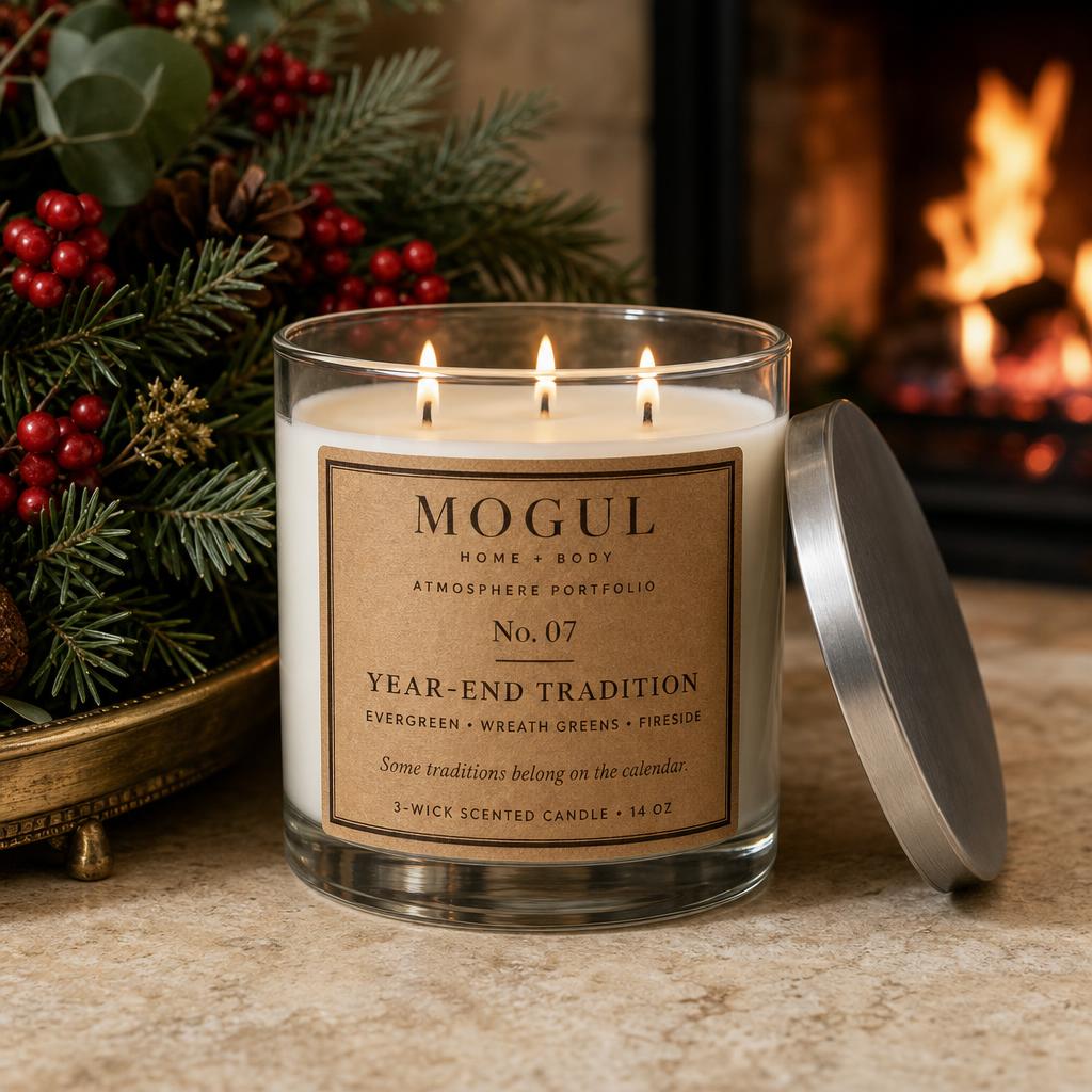 Year-End Tradition three-wick candle by Mogul Home + Body