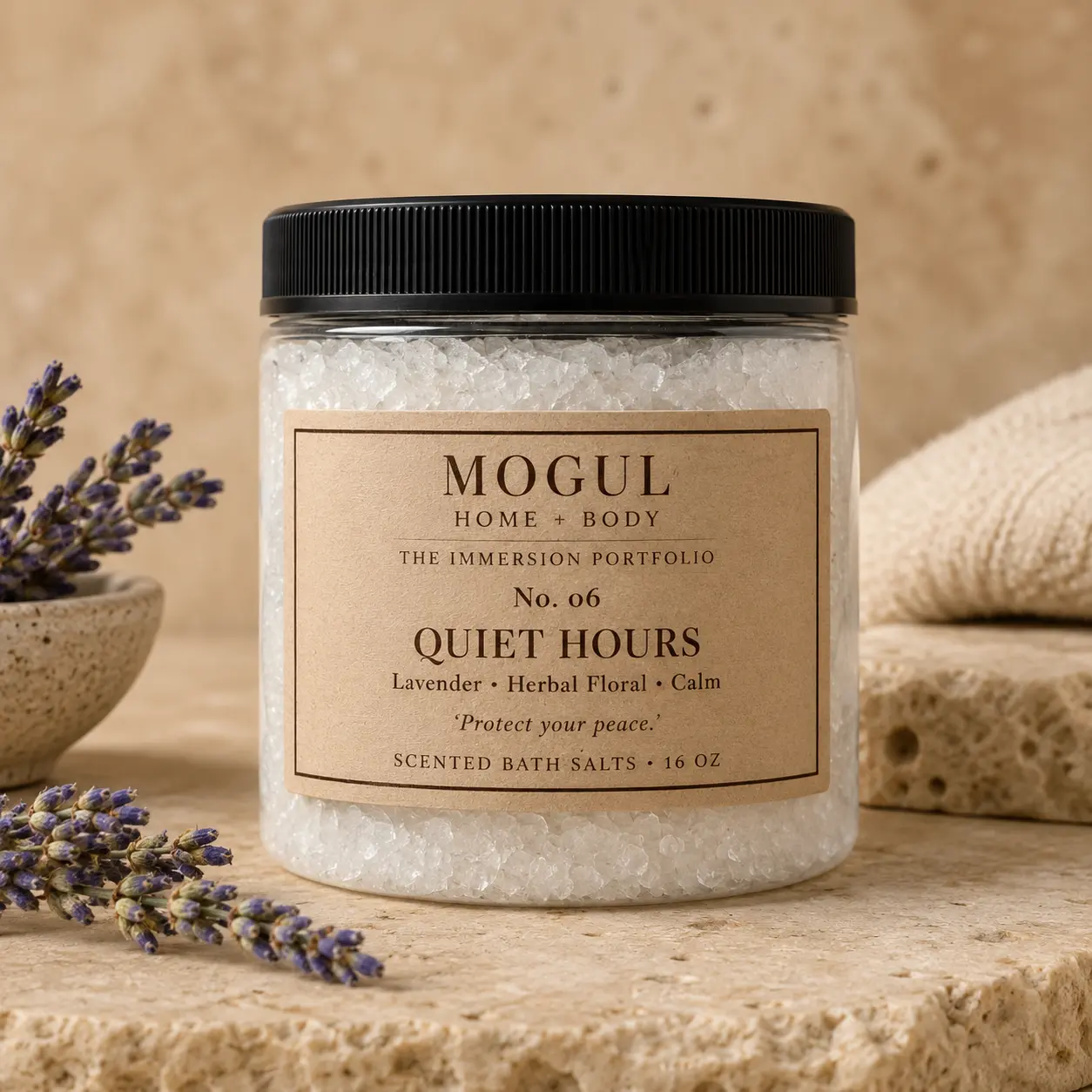 Quiet Hours scented bath salts by Mogul Home + Body