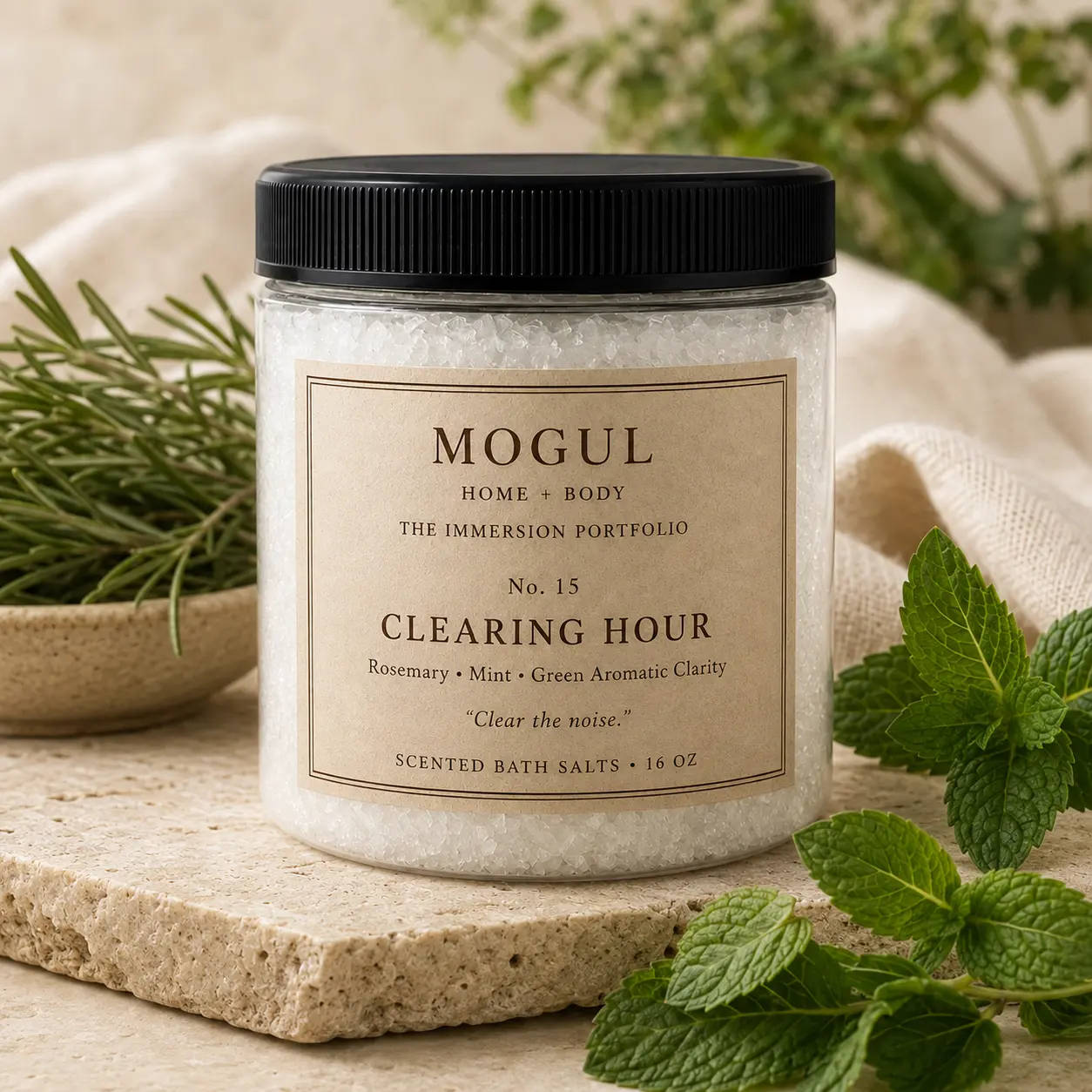 Clearing Hour scented bath salts by Mogul Home + Body