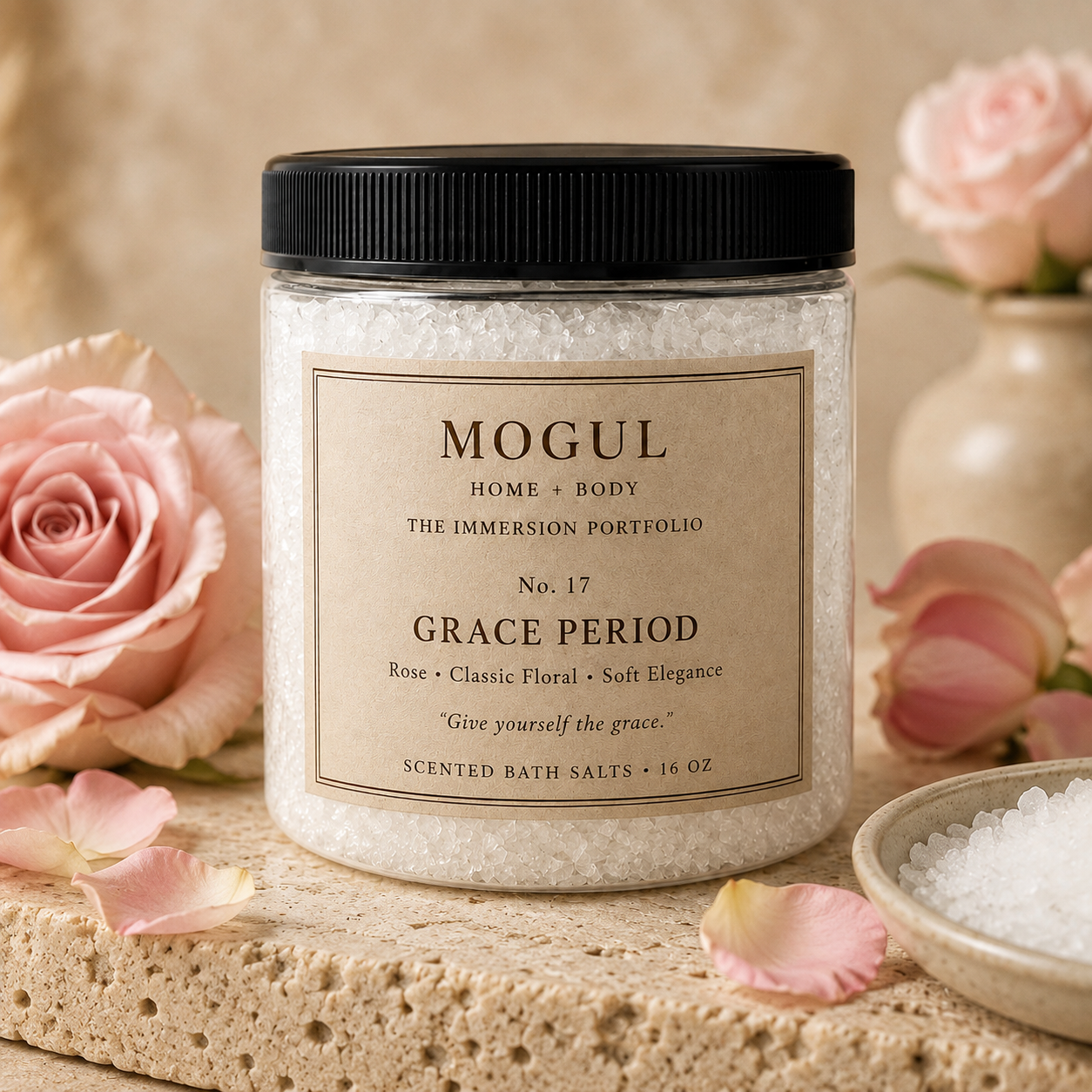 Grace Period scented bath salts by Mogul Home + Body