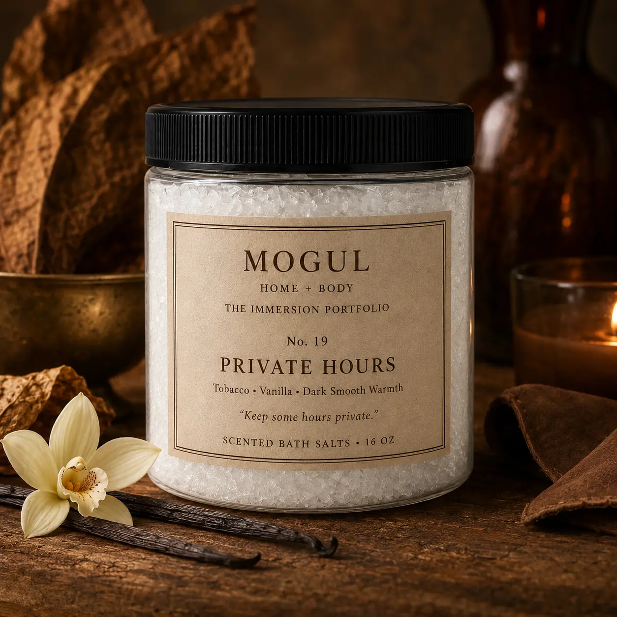 Private Hours scented bath salts by Mogul Home + Body