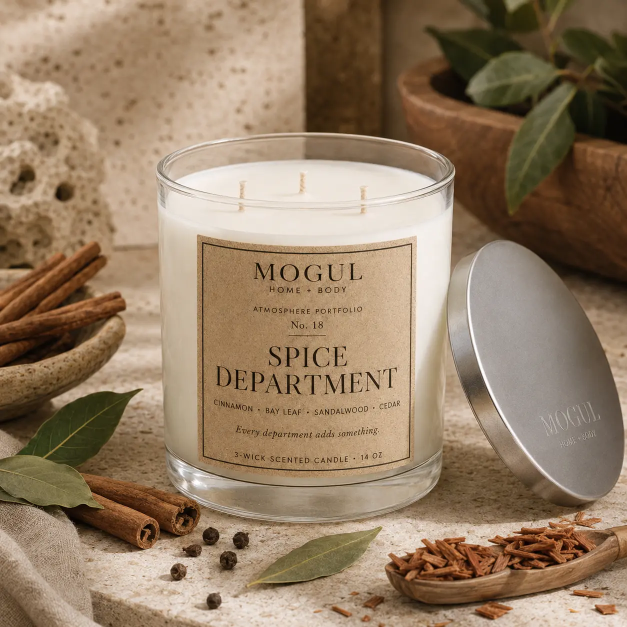 Spice Department three-wick candle by Mogul Home + Body