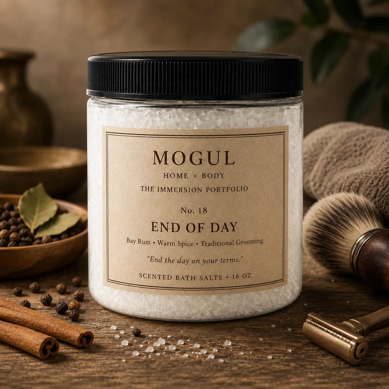 End of Day scented bath salts by Mogul Home + Body